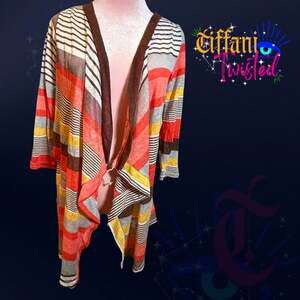 Striped Lightweight Open-Front Cardigan – Size Small